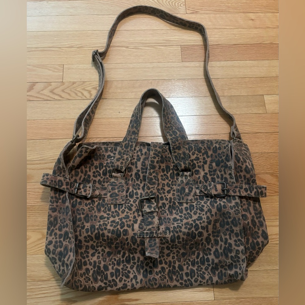 Free People Wild Thing Leather Tote Beige Combo - Picture 6 of 12